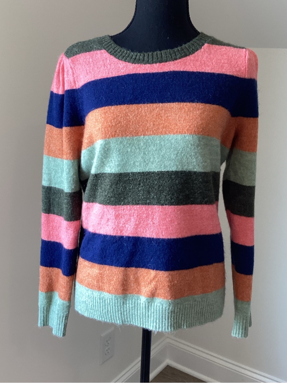 Talbots Colorblock Stripe Sweater Cozy Preppy Cottagecore Medium
